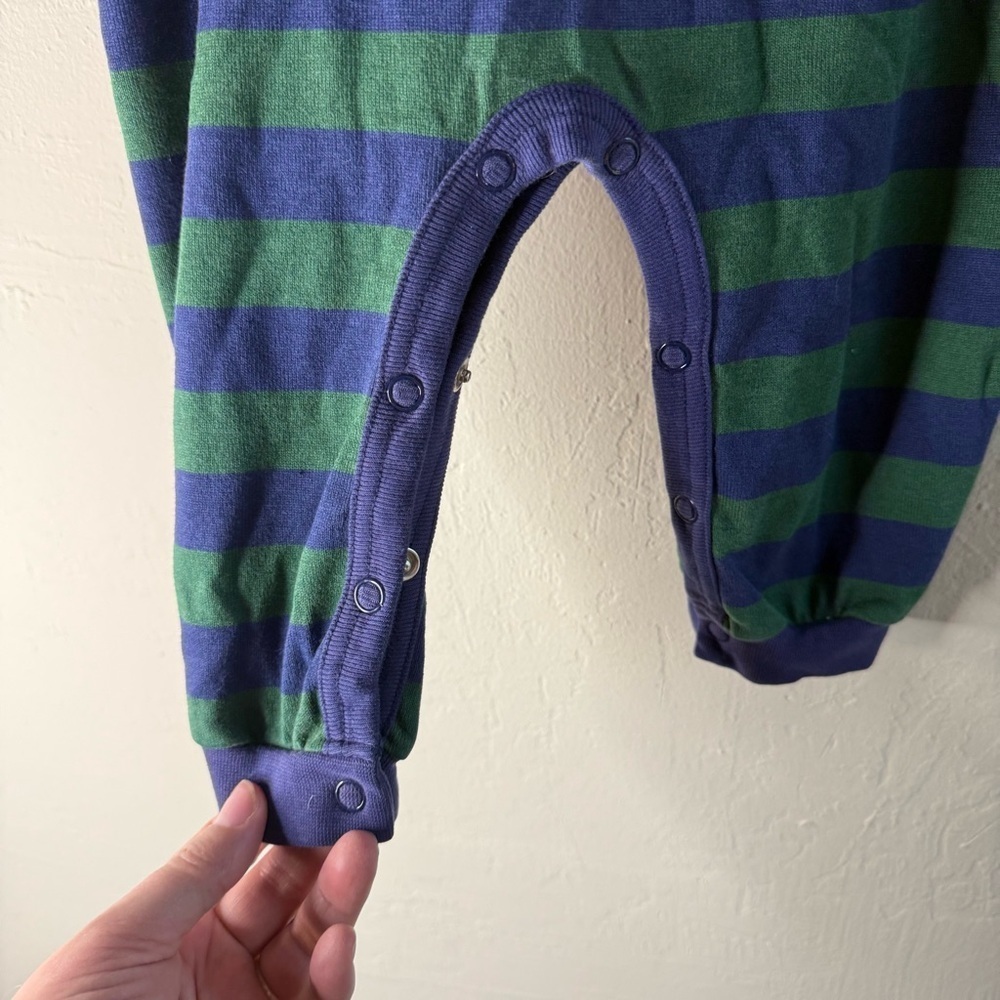 Baby B'Gosh Snowman Winter One Piece Blue and Green Striped Size 18 Months - Picture 4 of 7